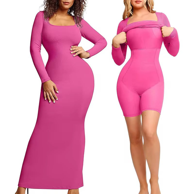 V DAY PINK CONTOUR DRESS